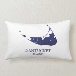 Nantucket-eiland kaart marineblauwe lendenkussen kussen