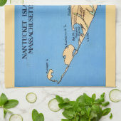 Nantucket Eiland Kaart Theedoek (Gevouwen)