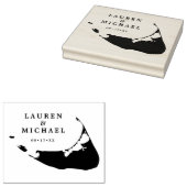 Nantucket Eiland Kaart Trouw Monogram Rubberstempel (Gestempeld)