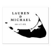 Nantucket Eiland Kaart Trouw Monogram Rubberstempel (Afrduk)