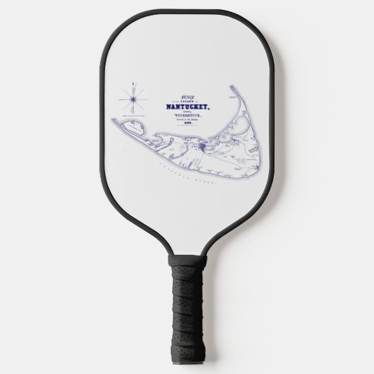 Nantucket Eiland MA Vintage Kaart Marineblauw Pickleball Paddle (Voorkant)