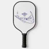 Nantucket Eiland MA Vintage Kaart Marineblauw Pickleball Paddle (Achterkant)