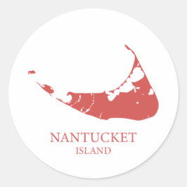 Nantucket-eilandkaart nantucket rood ronde sticker