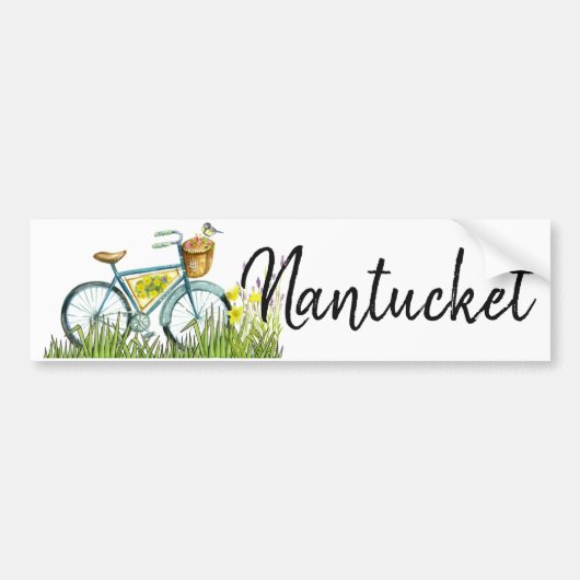 Nantucket  fiets in lavendel veld bumpersticker (Voorkant)