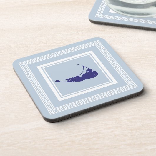 Nantucket Greek Key Onderzetters Blue (Linkerzijde)