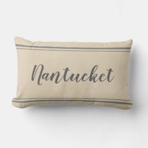 Nantucket grijs en beige streepkussen kussen