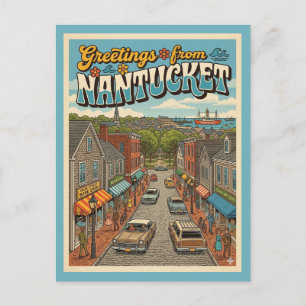Nantucket Groeten Vintage Stijl Briefkaart