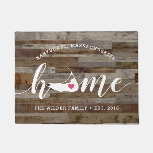 Nantucket Home Town Personalized Wood look Deurmat (Voorkant)