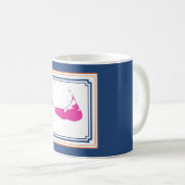 Nantucket Island Coffee Mok in Blue, White, roze (Voorkant rechts)