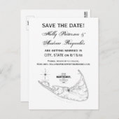 Nantucket Island MA  Map Black Aankondigingskaart (Voorkant / Achterkant)