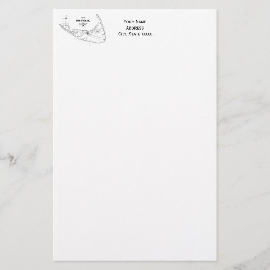 Nantucket Island MA Map Black Briefpapier (Voorkant)