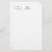 Nantucket Island MA Map Black Briefpapier (Voorkant / Achterkant)