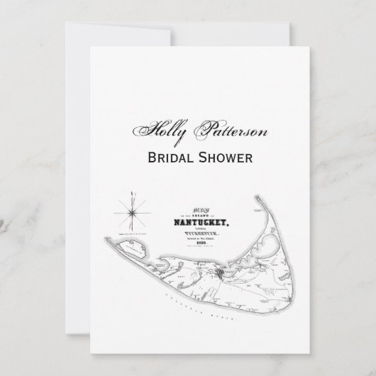 Nantucket Island MA  Map Black Kaart (Voorkant)