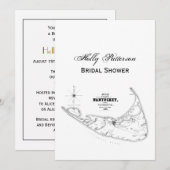 Nantucket Island MA  Map Black Kaart (Voorkant / Achterkant)