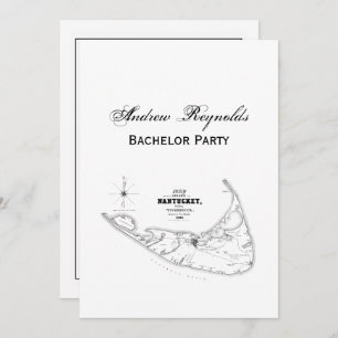 Nantucket Island MA Map Black Kaart