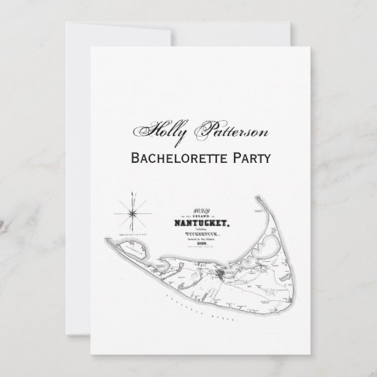 Nantucket Island MA Map Black Kaart (Voorkant)