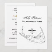 Nantucket Island MA Map Black Kaart (Voorkant / Achterkant)