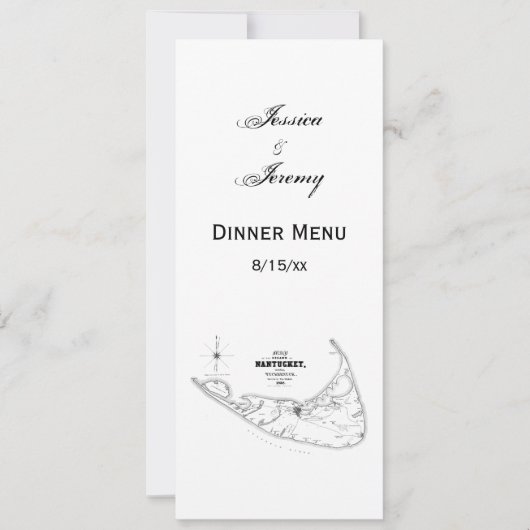 Nantucket Island MA  Map Black Kaart (Voorkant)