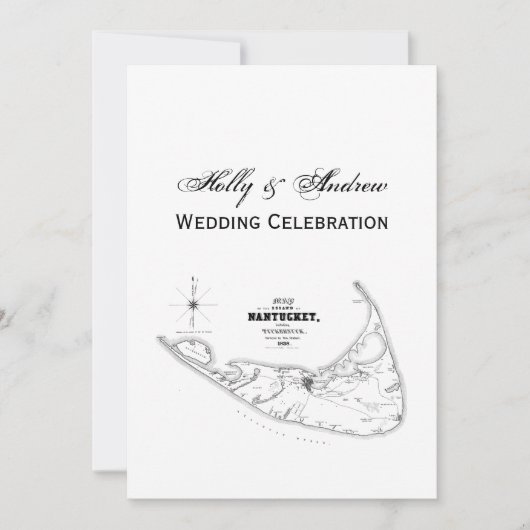 Nantucket Island MA  Map Black Kaart (Voorkant)