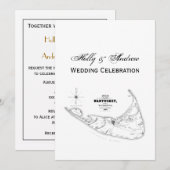 Nantucket Island MA  Map Black Kaart (Voorkant / Achterkant)