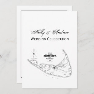 Nantucket Island MA Map Black Kaart