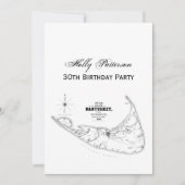 Nantucket Island MA Map Black Kaart (Voorkant)