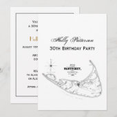 Nantucket Island MA  Map Black Kaart (Voorkant / Achterkant)