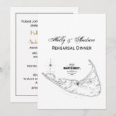 Nantucket Island MA Map Black Kaart (Voorkant / Achterkant)