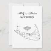 Nantucket Island MA Map Black Kaart (Voorkant)