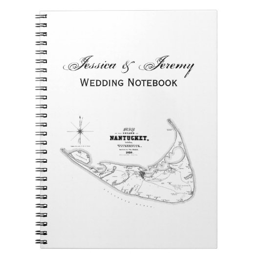 Nantucket Island MA  Map Black Notitieboek (Voorkant)