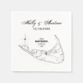 Nantucket Island MA  Map Black Servetten (Voorkant)