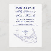 Nantucket Island MA  Map Navy Blue Aankondigingskaart (Voorkant)