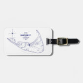Nantucket Island MA  Map Navy Blue Bagagelabel (Voorkant horizontaal)