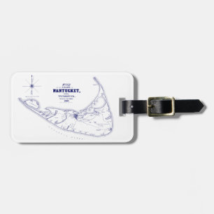 Nantucket Island MA  Map Navy Blue Bagagelabel
