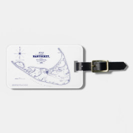 Nantucket Island MA  Map Navy Blue Bagagelabel