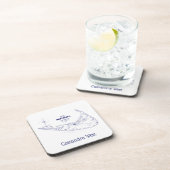 Nantucket Island MA  Map Navy Blue Bier Onderzetter (Rechterzijde)