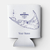 Nantucket Island MA  Map Navy Blue Blikjeskoeler (Achterkant)