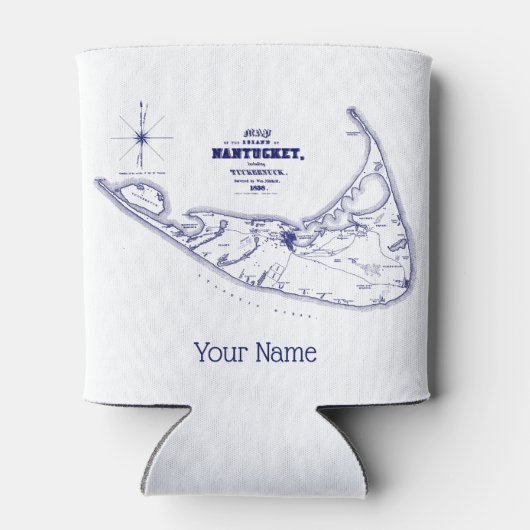 Nantucket Island MA  Map Navy Blue Blikjeskoeler (Achterkant)