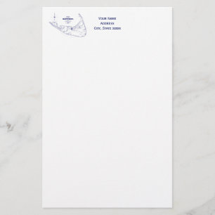 Nantucket Island MA  Map Navy Blue Briefpapier
