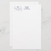 Nantucket Island MA Map Navy Blue Briefpapier (Voorkant / Achterkant)