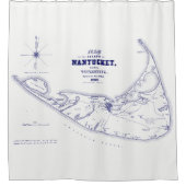 Nantucket Island MA  Map Navy Blue Douchegordijn (Voorkant)