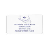 Nantucket Island MA  Map Navy Blue Etiket (Voorkant)