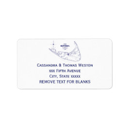 Nantucket Island MA  Map Navy Blue Etiket