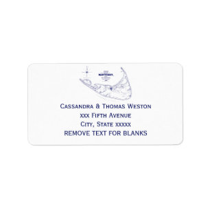 Nantucket Island MA  Map Navy Blue Etiket