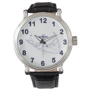 Nantucket Island MA  Map Navy Blue Horloge