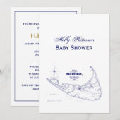 Nantucket Island MA Map Navy Blue Kaart (Voorkant / Achterkant)