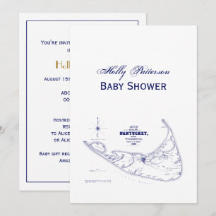 Nantucket Island MA  Map Navy Blue Kaart