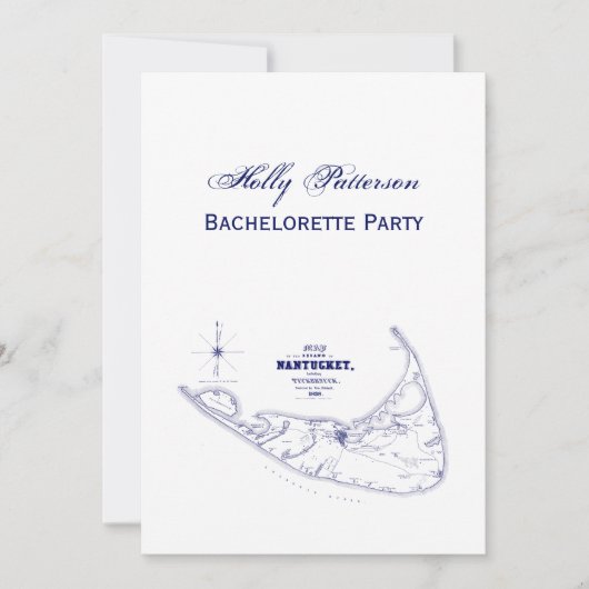 Nantucket Island MA Map Navy Blue Kaart (Voorkant)