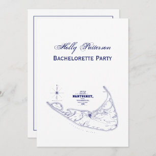 Nantucket Island MA Map Navy Blue Kaart