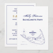 Nantucket Island MA  Map Navy Blue Kaart (Voorkant / Achterkant)